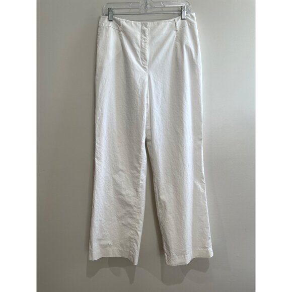 Talbots Wide Leg Chino Pants Womens 12 White Lined Stretch Fabric Made in Italy - Picture 1 of 11